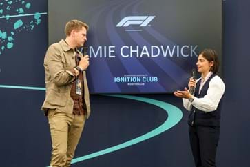 Jake Humphrey and Jamie Chadwick Q&A Silverstone