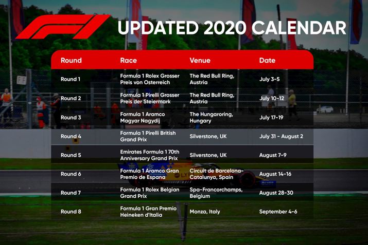 Updated F1 Calendar